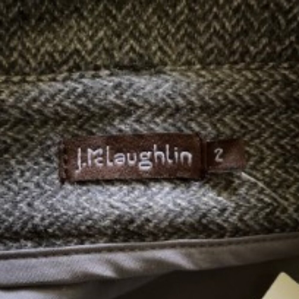 NWT J. McLaughlin Leolia Wool Blend Skirt in Grey Herringbone Jacquard 2 - Picture 3 of 5